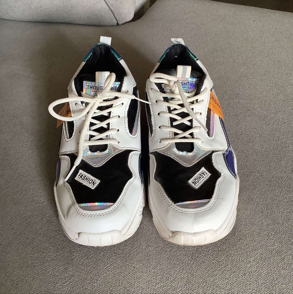 Platform sneakers size 8.5 patchwork - Picture 2 of 4